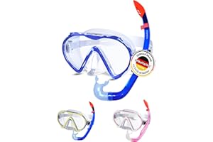 AQUAZON KORFU Kit de plongée de Haute qualité, kit de plongée, kit de Natation, Masque et Tuba avec Verre trempé, Tuba avec Semi Dry Top pour Enfants, Adolescents de 7 à 12 Ans