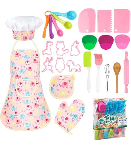 Kit Cuisine Enfant 50 Pièces - Casseroles Poêles Tablier Licorne Fruits Légumes à Découper