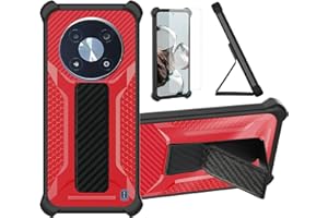 Aroepurt Case for Zte 7160n 5g UG Phone U23 Case Mobile Phone Protective Cover [with Tempered Glass Screen Protector] Hybrid [Folding Support Magnetic] [Frosted Anti-Fingerprint] Red