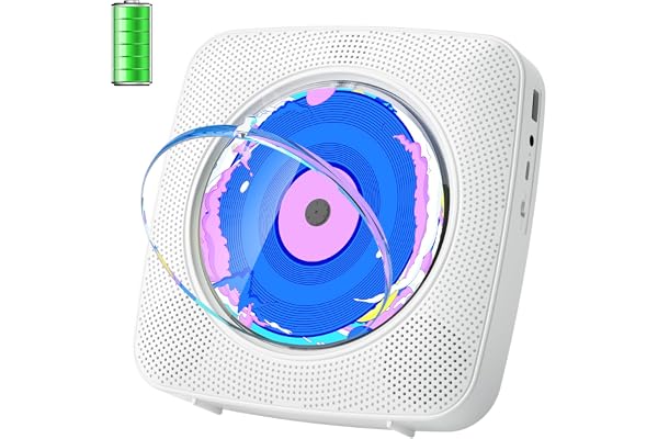 Lecteur CD Portable Bluetooth: Kegaudio Lecteurs CD Enfant avec Haut-Parleur Radio Lecteur de CD Mural avec Télécommande Prise USB AUX 3,5 mm Blanc