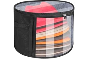 Xujinsongg Round Hat Boxes with Lids, Large Round Hat Storage Box for Women Men Travel Organizer, Foldable Closet Organizer for Women and Men, for Hats Cap Storage Bag(16.5 x 10.4 inch)