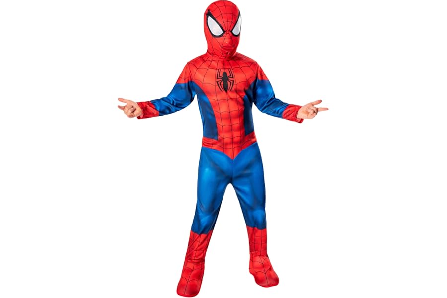 Rubie's Official Marvel Spider-Man Flat Chest Classic Child Costume, Kids Superhero Fancy Dress