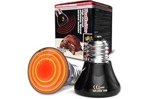 GlowUp 75W Lampada riscaldante per rettili, Emittore di calore in ceramica senza luce, Lampadina nera E27 per rettili, Lampadina in ceramica per tartaruga/Bearded Dragon/lucertola/serpente-2 Pack