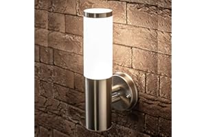 CGC Lighting Stainless Steel Silver Outdoor Outside Wall Light Indoor Garden Patio Porch Door Conservatory Decking Shed (Straight)