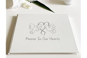 EXECUTIVE RETAIL Funeral Condolence Book | Forever in Our Hearts | Pale Ivory Hardback Cover | 96 Blank Inner Pages | Photo Insert | Pocket for Letters Storage | 218 x 160mm | Ideal for Funeral Memorial Services