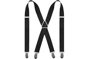 BEAFACE Mens Braces X Shape with 4 Clips, Elastic Adjustable Suspenders Braces for Men Trousers, Mens Suspenders Braces Business Wedding Casual