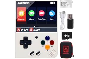 ASTARAMA Console de Jeu Portable Miyoo Mini Plus avec Sac de Rangement, Console de Jeu Rétro Open Source de 3,5 pouces, Carte TF 64G Intégrée et Plus de 10000 Jeux Classiques, Prise en charge du WiFi