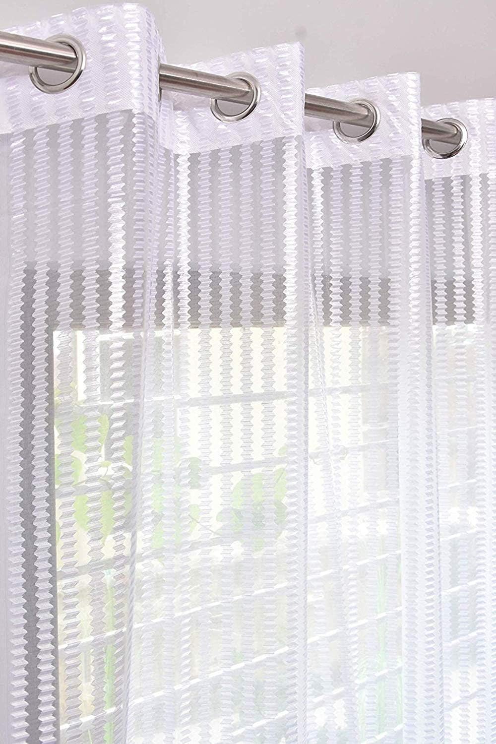 Blexos Saawaan Heavy Quality Premium Polyester Beautiful Curtain (9 feet, White) - Set of 2
