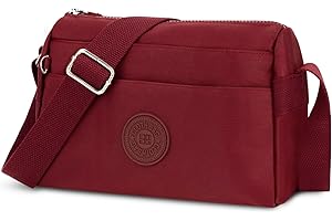 WACCET Sac Bandoulière Femme, Sac à Main Bandoulière Femme avec Bandoulière Réglable Petit Sac Bandouliere Femme Nylon Imperméable Sac Besace Femme Bandouliere pour Voyages, Travail (Rouge foncé)