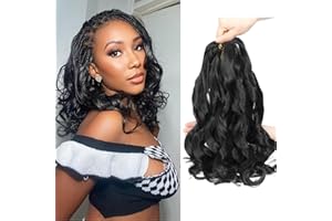 WoWCFyyds 8 opakowań francuskich warkoczy kręconych włosów, 30 cm, luźne fale, spiralne, kręcone, 50 g/opakowanie, miękkie francuskie loki, syntetyczne przedłużenie włosów do warkoczy (1B)