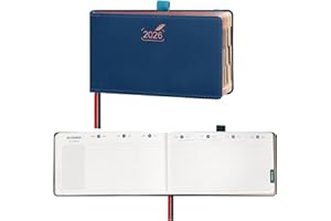 BEZEND Agenda 2026 Semainier de Poche 9 x 16,5 cm Vertical 1 Semaine 2 Pages avec Rose Gold Bord de Papier - Couverture Rigide en PU, Bleu Prussien