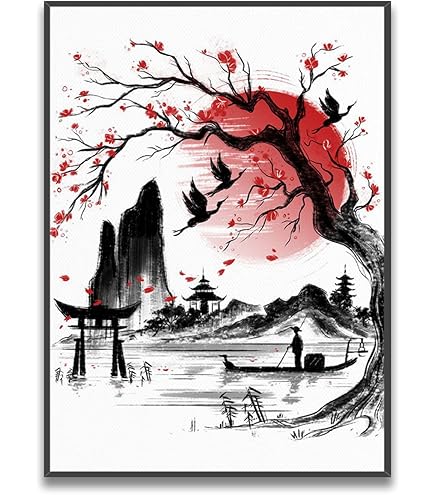 Tableau Impression Sur Verre ARTTOR – 120x50cm – Thème Japon, Cerisiers – Design Mural