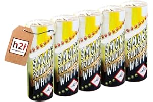 h2i Rauch Vulkan Fontäne | 5 Stück | Weiß | Time 45 sek | Smoke Tube Rauchfackel Rauchtopf Rauchgenerator Rauchbombe mit dichtem kräftigem Rauch |W7| Ganzjahresfeuerwerk Kat T1/F1
