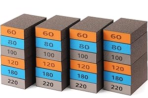 24 Pieces Sanding Sponges, GOH DODD Coarse Medium Fine Assortment Washable and Reusable Sanding Blocks 60 80 100 120 180 220 Grits Ideal for Wood Metal Wall Polishing