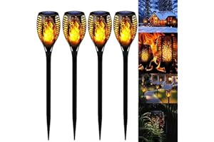 ELINKUME Lampe Torche de Jardin, 4 Pack LED Lumières Solaire Flammes Torche Etanche IP65 Lampe Torche de Jardin Décor Lampe & Solaire Lumière Lampe Décoration de Jardin/Chemins/Yard