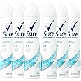 Sure Cotton Dry Anti-Perspirant Aerosol deodorant for women for 48-hour sweat and odour protection 6x 200 ml