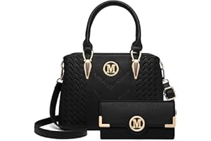 Miss Lulu Sac à Main Femme Grande Capacité en PU avec Motif Chessboard et Logo M - Sac Bandoulière Polyvalent pour Université, Travail - Idéal Cadeau de Fête