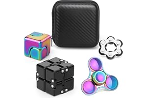 MECHANIKER Fidget Spinner Set Age 15+ for Adults, Sensory Pack with Fidget Chain, Infinity Cube, Fidget Spinner Cube, Rollers, Metal Rainbow Spinner, Stress Relief Desk Gadget for Office Gift