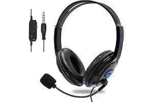 LINKCOOL Stereo Computer Headset, 3.5mm Headsets with Microphone Over Ear, Lightweight PC Headset In-line Control for School, Business Skype/Office Computer/Mobile Phone-Blue