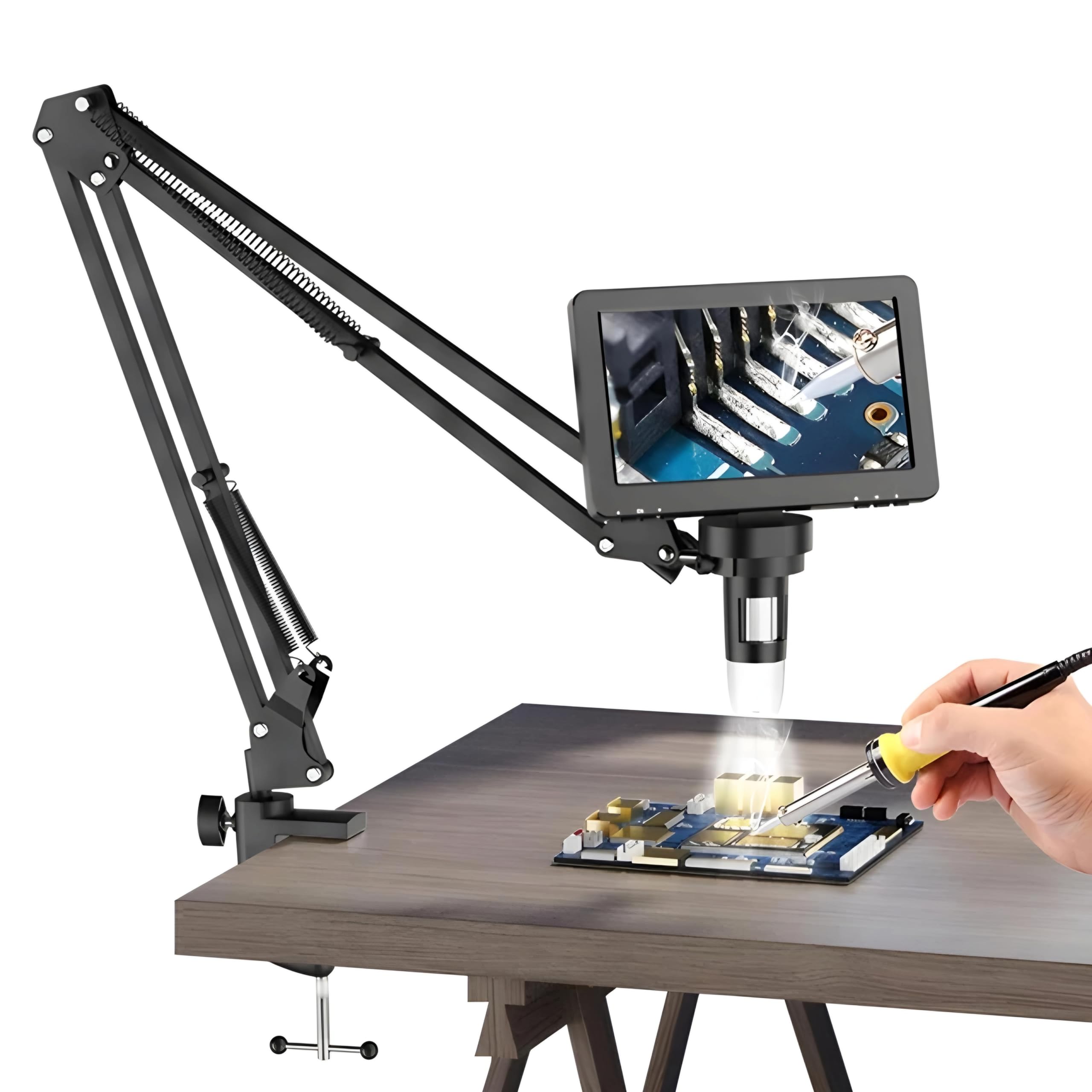 DKP Medicams HD 7 inch G1200 Digital Microscope, 1200 Times Microscope, 12MP Camera Video Recorder with HD Screen Identification Mobile Phone Repair with Table clamp Stand