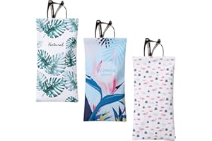 Hifot Custodia Occhiali da Sole 3 pezzi, PU Pelle morbida Astuccio Occhiali, porta occhiali da borsa per donna uomo bambini