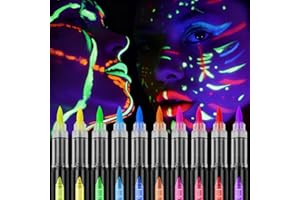 SOPHISTICATE 10 Crayons de Peinture Fluo Fluorescents UV,Lavables Maquillage Fluorescent dans Le Noir,Crayons Corporelle de Peinture Lumineux pour Festival, Mardi Gras, Halloween, Maquillage