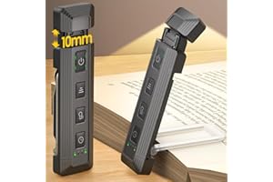 Glocusent Luz de Lectura 65 Lúmenes - Lámpara Lectura Libro USB Recargable con Ámbito Regulable, 5 Niveles & 3 Colores para y Leer en Cama, Ideal para Amantes de Libros