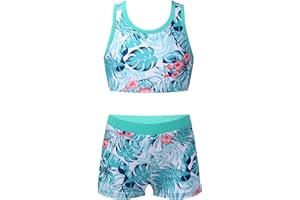 TiaoBug Conjunto Corto de Deportivos para Niñas Tanks Top y Pantalones Cortos de Deporte con Cintura Elástica Ropa de Deportiva Danza Gimnasia