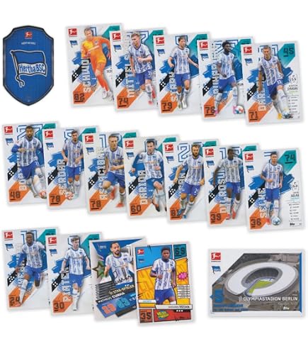 Topps Match Attax 2022/23 Hertha BSC Bundle – Mannschaftspaket + Exklusive Sleeves + Nationalspieler-Karte