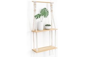 Afuly Mensola da parete in legno bohémien, decorazione da parete in macramè, decorazione da parete, con nappa tessuta a mano, per balcone, piante, camera da letto, bagno, corridoio, cameretta dei