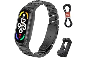 WindRen Armband Kompatibel mit Xiaomi Mi Band 7, Metall Ersatzarmband Einstellbar Edelstahl Replacement Armband Zubehör Uhrenarmband für Mi Smart Band 7 (Nicht enthalten Uhr)