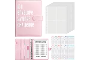 TOPCZY Classeur de Défi 100 Enveloppes, A5 Classeur Budget Cahier de Compte avec Stylo et Feuilles de Budget, Rose D'économie D'argent pour Bureau Maison École