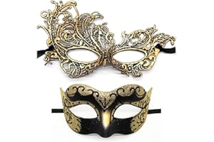 YUYWWAN Venezianische Maske Paare, 2 Stück Masquerade Mask Herren Damen Karneval Maskenball Glänzend Venedig Maske für Maskeradepartys Kostüm Zubehör