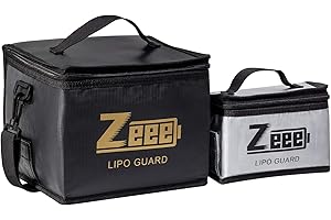 Zeee Lipo Safe Bag, ognioodporna i przeciwwybuchowa torba, duża pojemność, pudełko do przechowywania baterii Lipo, etui ochronne do ładowania i przechowywania (czarny, jeden srebrny)