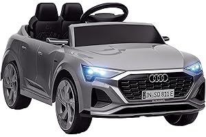 AIYAPLAY Coche Eléctrico para Niños de +3 Años Audi Q8 Etron sportback Carro Eléctrico Infantil con Batería 12V Mando a Distancia Ruedas con Suspensión de Muelles Faros Bocina y Música Gris