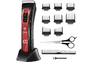 ELEHOT-STORE Tondeuse Cheveux Hommes Professionnelle Tondeuse à Cheveux Électrique sans Fil Lame en Céramique et Titane Réglable avec 8 Sabots 33mAh