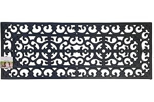 simpa Heavy Duty Rubber Door Mat - Single Large Mat 120cm (L) x 45cm (W). Wrought Iron Style Design.