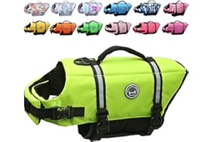 VIVAGLORY Rip Stop Dog Life Jacket, Buoyancy Aid with Handle, Buoyancy for Doggy, Dog Life Jacket for Swimming & Boating, XXS, Bright Yellow