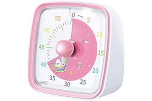 Xinbeiya Minuteur Visuel avec Veilleuse, Minuteur à Rebours de 60 Minutes pour Enfants et Adultes, Minuteur Enfant avec Motif Licorne (Rose)