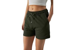ROSS CAMP Short de Sport Femme - Short Femme ete Pantalon Court pour Femme en Coton Taille Haute avec Poches pour Le Jogging Le Yoga et Le Fitness