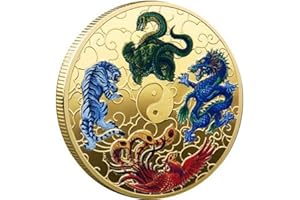 Luxylei et pièces de Monnaie plaquées Or Phoenix Porte-Bonheur Chinois et Phoenix pièce commémorative Art Traditionnel Cadeau à Collectionner
