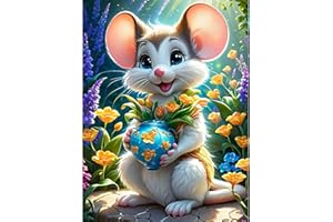 MAXBYE DIY 5D Diamond Art Painting Kits, Mouse Full Drill Embroidery Kits for Adults, Painting by Numbers Crystal Rhinestone Painting Pictures for Home Wall Decor 12x16inch