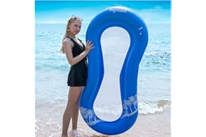 BKPAWEERO Luftmatratze Pool Erwachsene,Pool Hängematte mit Mesh,wasserhängematte Wasser Matratze Schwimmring für Erwachsene(Blau)