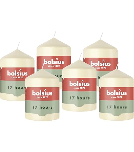 Bougies Longue Durée Bougies Piliers Bolsius - Lot De 10 - Ivoire - 33h De Combustion - Cire Végétale Naturelle Bougies Cire Végétale 33h