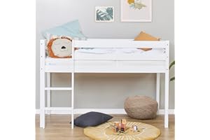 ‎HOPPEKIDS Hoppekids ECO Comfort Hochbett | 70x160 mit Lattenrost | Weiß | Das Nordische Umweltzeichen | TÜV-Zertifiziert | FSC®-zertifiziertes massives Kiefernholz