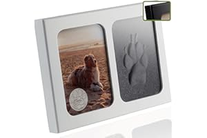 Jadiela Pfotenabdruck Set Hund oder Katze 3D Bilderrahmen in Weiß, Abdruck Hundepfote Geschenk, Made in Germany