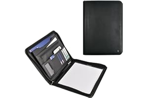 DESQ Porte-document de conférencé A4 3680 - Fermeture éclair, 5 pochettes pour documents, 8 fentes pour cards, Espace de rangement supplémentaire, Bloc-notes inclus, Noir, Dutch Design