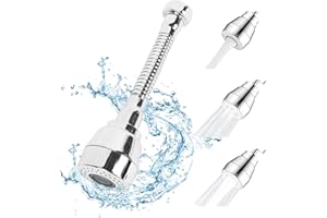 Kaket 360°Swivel Kitchen Tap Spray Head Attachment, Flexible Faucet Sprayer with 3 Modes, 360°Rotatable Tap Adapter for Kitchen Sink (Size 2, Medium)