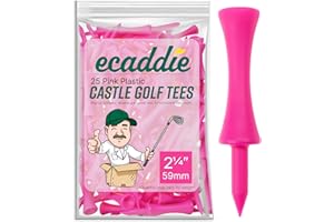 ECADDIE Plastic Castle Graduated Golf Tees - Green, Red, Blue, Yellow, White, Pink, Purple, Orange