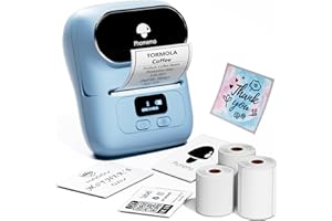 Phomemo M110 Etichettatrice Etichette Adesive Portatile Bluetooth Stampante Termica Etichette set con 3 Rotoli di Etichette per Piccole imprese,codici a barre,negozi,Compatibile con Android & iOS -Blu